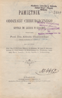 Pamiętnik Oddziału Chirurgicznego Szpitala Św. Łazarza w Krakowie