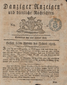 Königlich Preußische Danziger Nachrichten und Anzeigen zum Nutzen und zur Bequemlichkeit des Publikums 1808