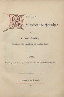 Deutsche Literaturgeschichte. 1 Bd., Mit 75 zum Teil forbigen Beilagen und 160 Abbildengen im Text