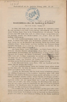 Geschichtliches über die Apotheken in Danzig