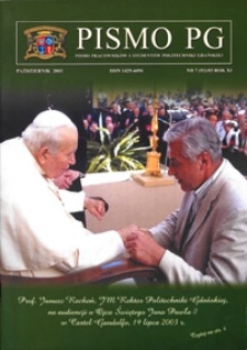 Pismo PG : pismo pracowników i studentów Politechniki Gdańskiej, 2003, R. 11, nr 7 (Październik)