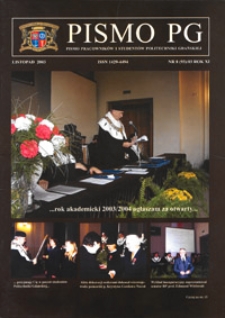 Pismo PG : pismo pracowników i studentów Politechniki Gdańskiej, 2003, R. 11, nr 8 (Listopad)