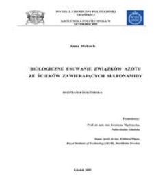 Biologiczne usuwanie związków azotu ze ścieków zawierających sulfonamidy