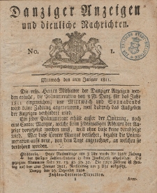 Königlich Preußische Danziger Nachrichten und Anzeigen zum Nutzen und zur Bequemlichkeit des Publikums