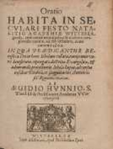 Oratio Habita In Secvlari Festo Natalito Academiæ Wittebergensis [...]