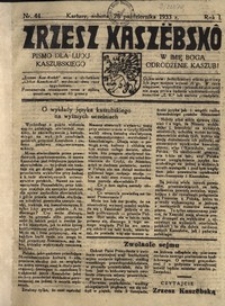 Zrzesz Kasz&euml;bsk&ocirc;. Pismo dla ludu kaszubskiego. W imię Boga odrodzenie Kaszub!, nr.44, 1933