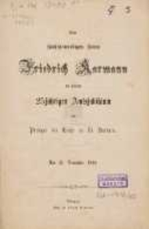 Dem Hochehrwürdigen Herrn Friedrich Karmann an seinem 25 jährigen Amtsjubiläum als Prediger der Kirche zu St. Barbara : am 15. December 1858