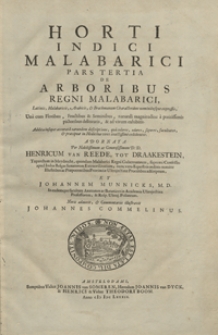Horti Indici Malabarici pars tertia de arboribus regni Malabarici, Latinis, Malabaricis, Arabicis, et Brachmanum characteribus nominibusque expressis [...]. Ps. 3 [-4]