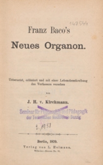 Franz Baco's Neues Organon