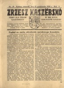 Zrzesz Kasz&euml;bsk&ocirc;. Pismo dla ludu kaszubskiego. W imię Boga odrodzenie Kaszub!, nr.18, 1934