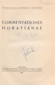 Commentationes Horatianae