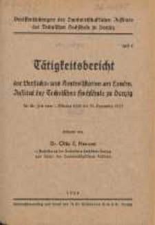 T&auml;tigkeitsbericht der Versuchs- und Kontrollstation am Landw. Institut der Technischen Hochschule zu Danzig : f&uuml;r die Zeit vom 1. Oktober 1931 bis 31. Dezember 1933. Ber. 3