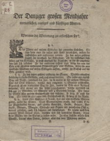 Der Danziger grossen Mondjahre monatliches, voriges und kunstiges Wetter