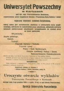 Materiały dot. Uniwersytetu Powszechnego w Kartuzach