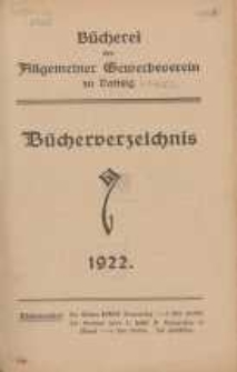 B&uuml;cherverzeichnis : 1922