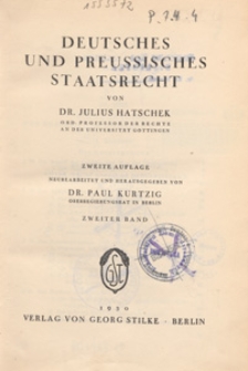 Deutsches und preussisches Staatsrecht. Bd. 2