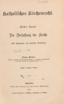 Katholisches Kirchenrecht. Bd. 1, Die Verfassung der Kirche