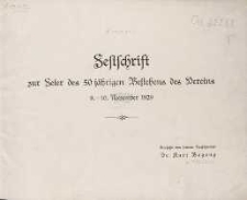 Festschrift zur Feier des 50 jährigen Bestehens des Vereins : 8-10 November 1929