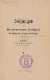 Satzungen der Philharmonischen Gesellschaft Vereinigung der Danziger Musikfreunde (E. V.) Beschlossen in der Hauptversammlung vom 15. Juli 1920