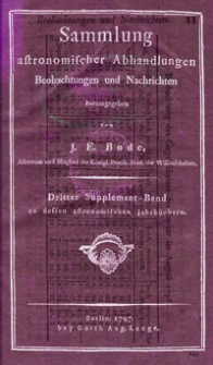 Sammlung astronomischer Abhandlungen, Beobachtungen und Nachrichten. 3 Supplement-Band