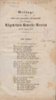 Gesänge am sieben und zwanzigsten Stiftungsfeste des Danziger Allgemeinen Gewerbe-Vereins : am 18. Januar 1855