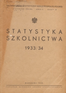 Statystyka Szkolnictwa ... = Statistique de l'einsegnement scolare ... / Główny Urząd Statystyczny Rzeczypospolitej Polskiej, 1933/34