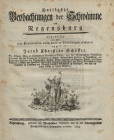 Vorlaufige Beobachtungen der Schwamme um Regensburg angesteller und mit vier Kupfertafeln ausgemahlter Abbildungen erlautert