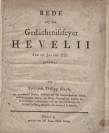 Rede bey der Gedächtnissfeyer Hevelii den 28. Januar 1787