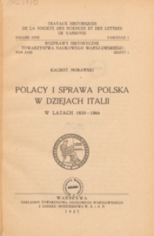 Polacy i sprawa polska w dziejach Italii w latach 1830-1866