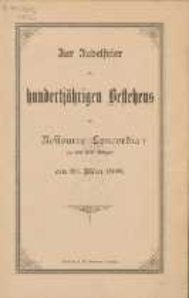 Zur Jubelfeier des hundertj&auml;hrigen Bestehens der Ressouce Concordia : zu den drei Ringen am 20. M&auml;rz 1890