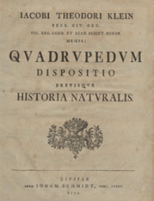Qvadrvpedvm dispositio brevisqve historia natvralis