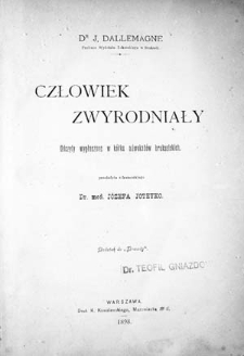 Człowiek zwyrodniały : odczyty wygłoszone w kółku adwokatów brukselskich