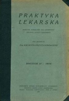 Praktyka Lekarska : miesięczny dodatek bezpłatny do "Polskiej Gazety Lekarskiej" : 1928