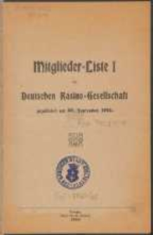 Mitglieder-Liste I der Deutschen Kasino-Gesellschaft : gegründet am 26. September 1919
