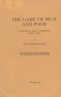 The game of rich and poor : a comparative study in traditional singing games