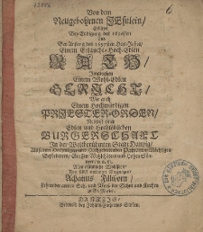 Von dem Neugebohrnen Jesulein, Erbittet Bey Endigung des 1696sten Und Bey Anfang des 1697sten Heyl-Jahres, Einem Erlaucht-Hoch-Edlen Rath [...]