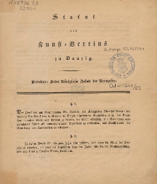 Statut des Kunst-Vereins zu Danzig
