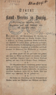 Statut des Kunst-Vereins zu Danzig : Gegründet im November 1835 : abgeändert nach dem Beschlusse vom 28. Dezember 1853