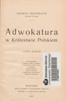 Adwokatura w Królestwie Polskiem : luźne kartki