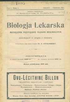 Biologja Lekarska 1922 nr 1-2