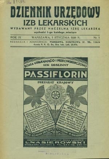 Dziennik Urzędowy Izb Lekarskich : wydawany przez Naczelną Izbę Lekarską : 1938