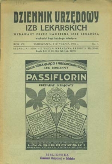 Dziennik Urzędowy Izb Lekarskich : wydawany przez Naczelną Izbę Lekarską : 1936