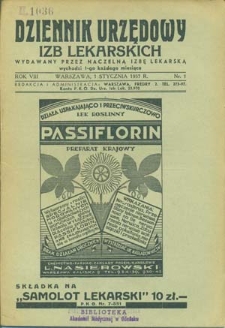 Dziennik Urzędowy Izb Lekarskich : wydawany przez Naczelną Izbę Lekarską : 1937