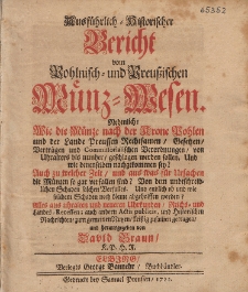 Ausführlich-Historischer Bericht vom Pohlnisch- und Preussischen Münz-Wesen [...]