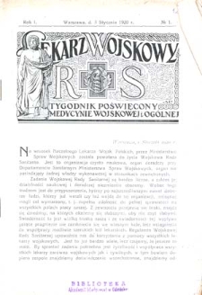 Lekarz Wojskowy : tygodnik poświęcony medycynie wojskowej i ogólnej : 1920