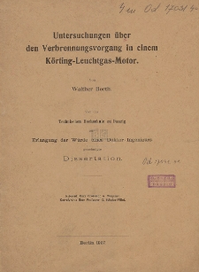 Untersuchungen über den Verbrennungsvorgang in einem Körting-Leuchtgas-Motor