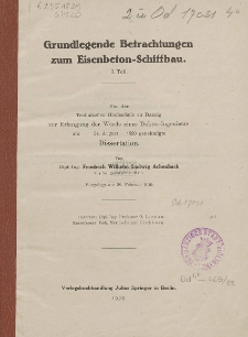 Grundlegende Betrachtungen zum Eisenbeton-Schiffbau. T. 1