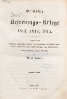 Geschichte der Befreiungs-Kriege 1813, 1814, 1815. Bd. 2
