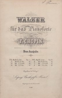 8 Walzer : [op.18, 34, 42, 64] : fur das Pianoforte. - Neue Ausgabe