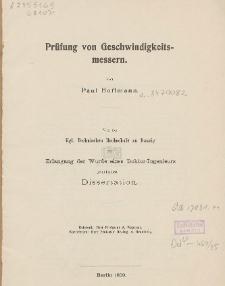 Pr&uuml;fung von Geschwindigkeitsmessern